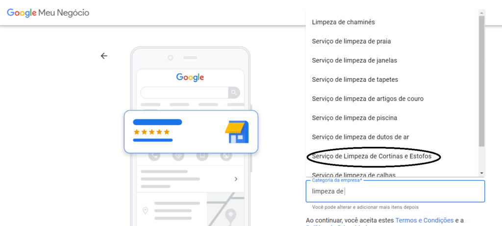 Passo 4 Cadastro Google Meu Negócio