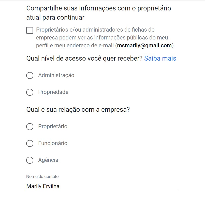 solicitar propriedade do Google meu Negócio